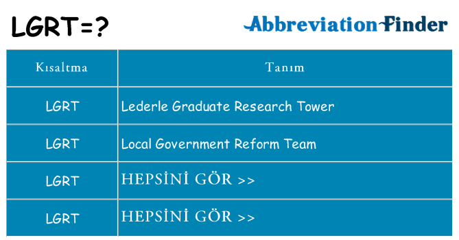 lgrt ne anlama geliyor
