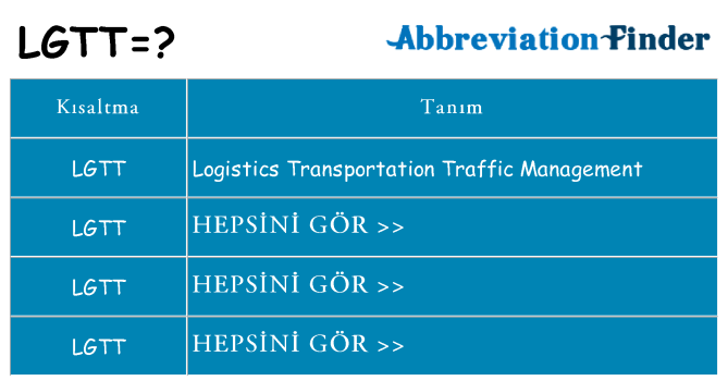 lgtt ne anlama geliyor