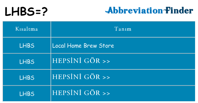 lhbs ne anlama geliyor