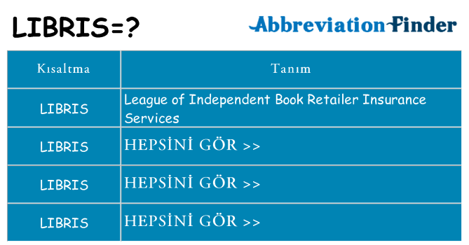 libris ne anlama geliyor