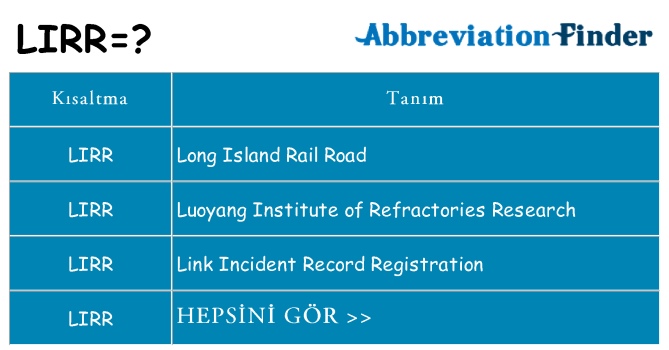 lirr ne anlama geliyor