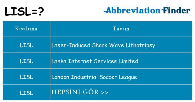 lisl ne anlama geliyor