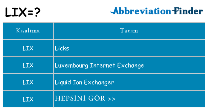 lix ne anlama geliyor