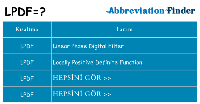 lpdf ne anlama geliyor