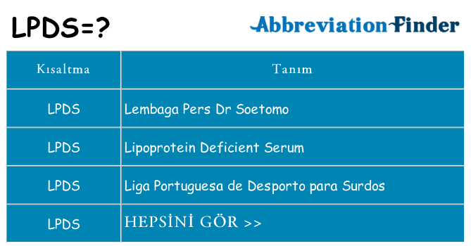 lpds ne anlama geliyor