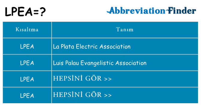 lpea ne anlama geliyor