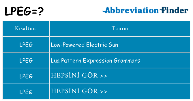 lpeg ne anlama geliyor