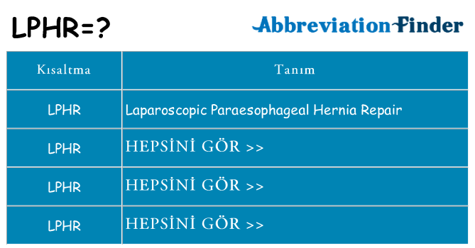 lphr ne anlama geliyor