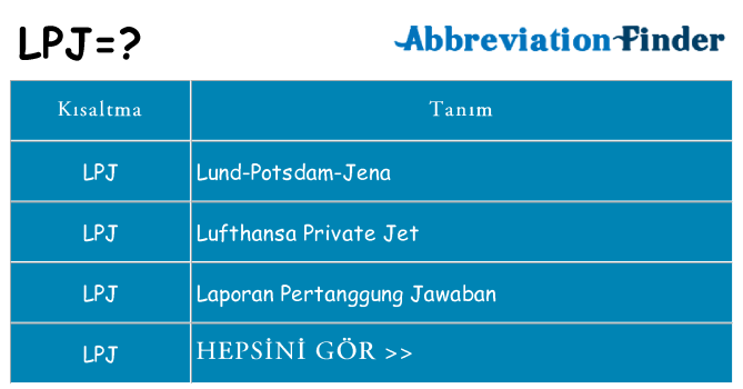 lpj ne anlama geliyor