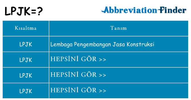 lpjk ne anlama geliyor