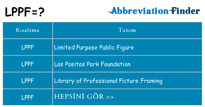 lppf ne anlama geliyor