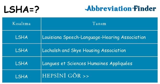 lsha ne anlama geliyor