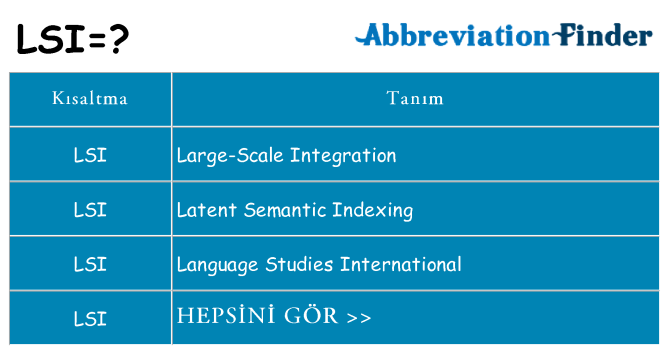 lsi ne anlama geliyor