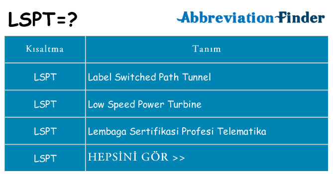 lspt ne anlama geliyor