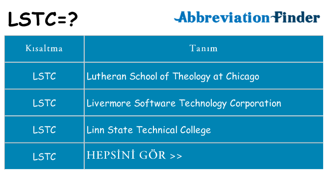 lstc ne anlama geliyor
