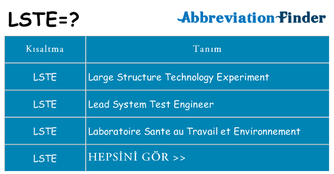 lste ne anlama geliyor