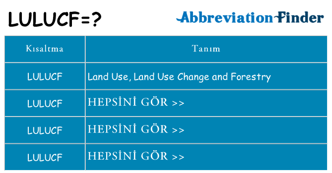 lulucf ne anlama geliyor