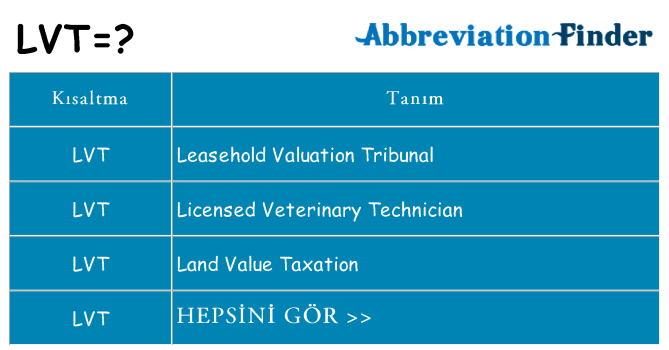 lvt ne anlama geliyor