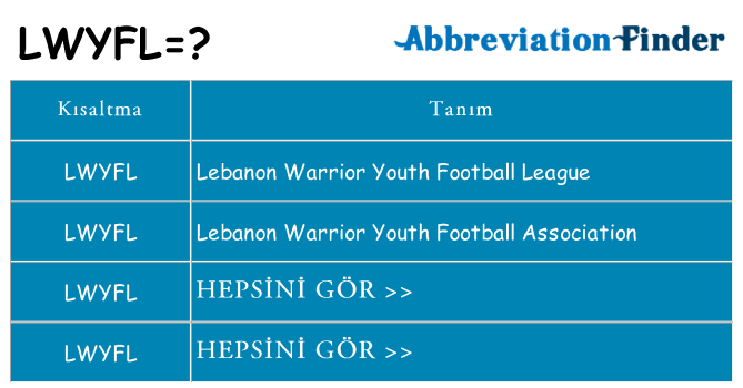 lwyfl ne anlama geliyor