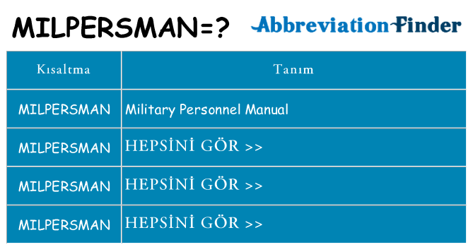 milpersman ne anlama geliyor