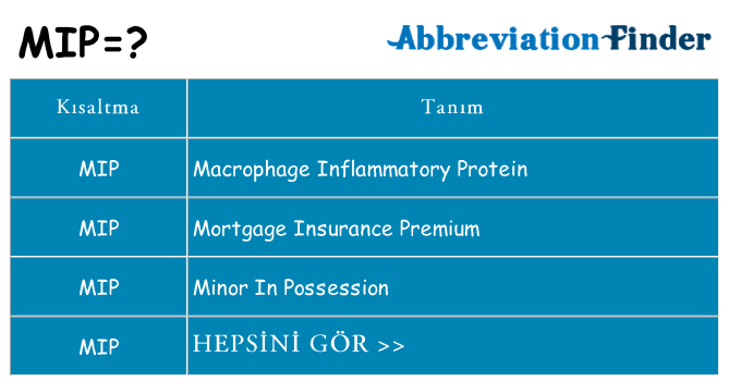 mip ne anlama geliyor