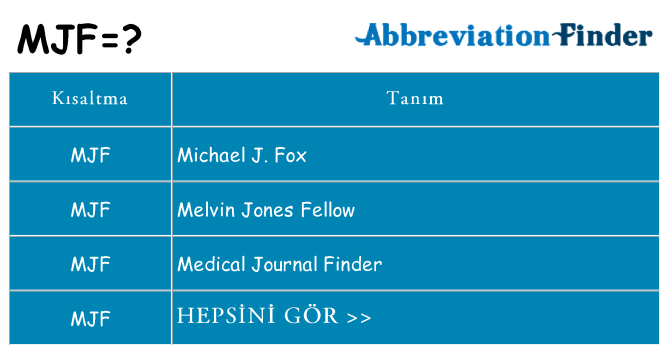 mjf ne anlama geliyor
