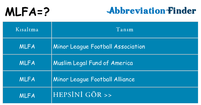 mlfa ne anlama geliyor