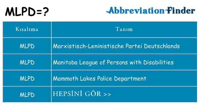 mlpd ne anlama geliyor