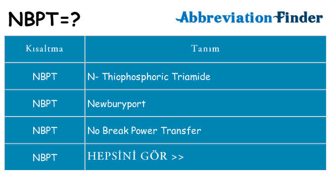 nbpt ne anlama geliyor