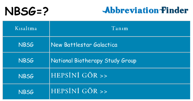 nbsg ne anlama geliyor