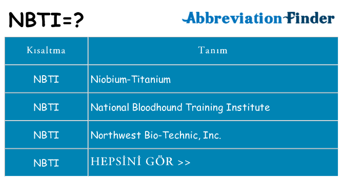 nbti ne anlama geliyor
