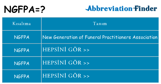 ngfpa ne anlama geliyor