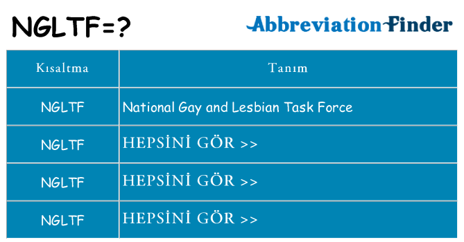 ngltf ne anlama geliyor