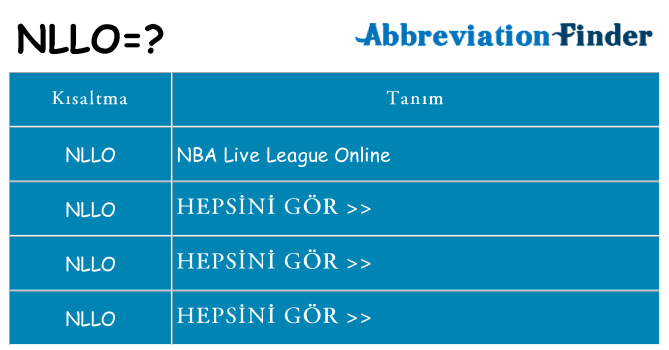 nllo ne anlama geliyor