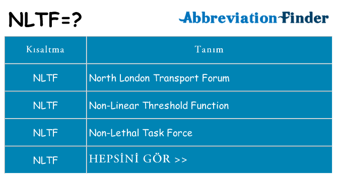 nltf ne anlama geliyor