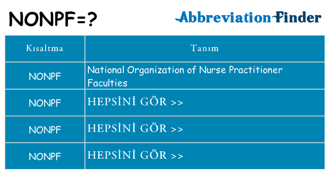 nonpf ne anlama geliyor