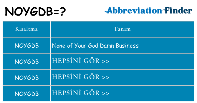 noygdb ne anlama geliyor