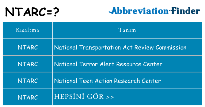 ntarc ne anlama geliyor