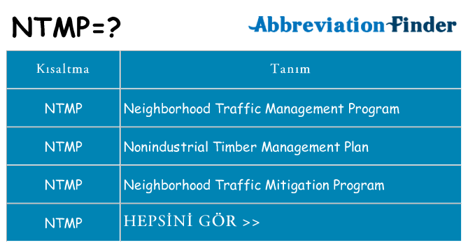 ntmp ne anlama geliyor