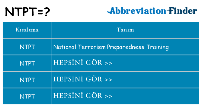 ntpt ne anlama geliyor