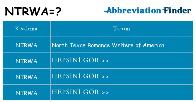 ntrwa ne anlama geliyor