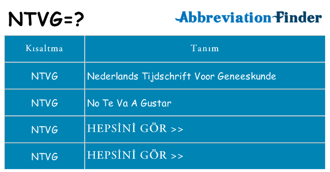 ntvg ne anlama geliyor