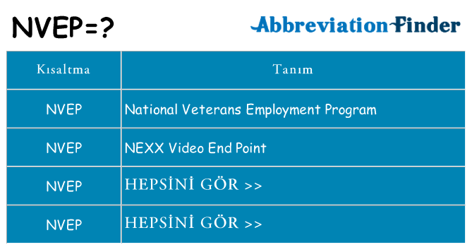 nvep ne anlama geliyor