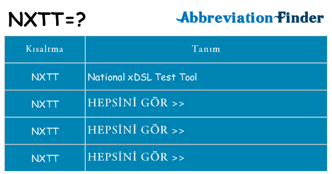 nxtt ne anlama geliyor