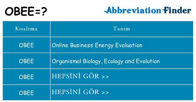 obee ne anlama geliyor