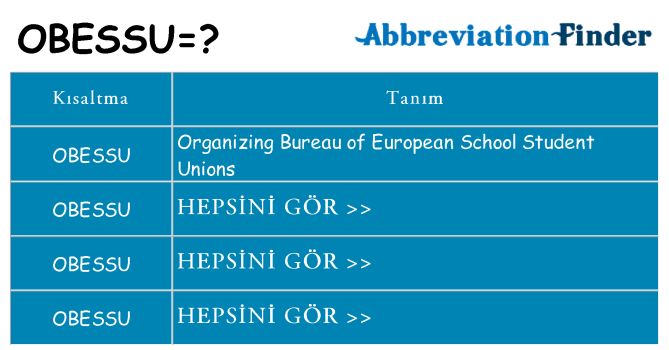 obessu ne anlama geliyor