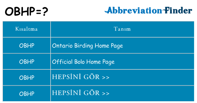 obhp ne anlama geliyor