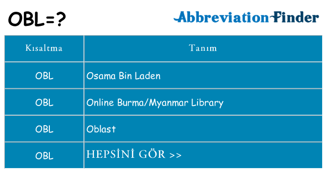 obl ne anlama geliyor