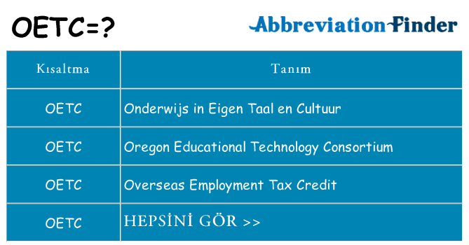 oetc ne anlama geliyor