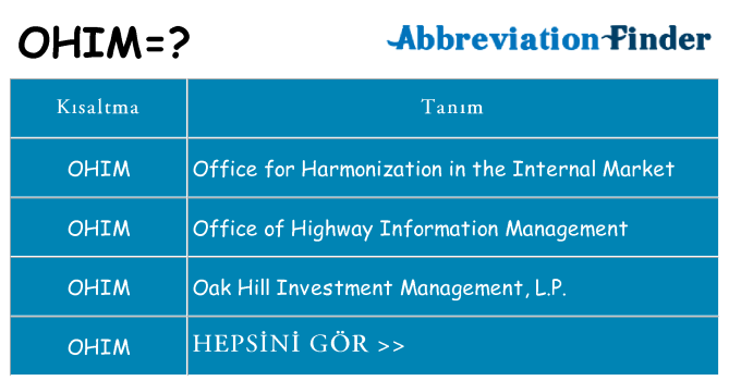 ohim ne anlama geliyor